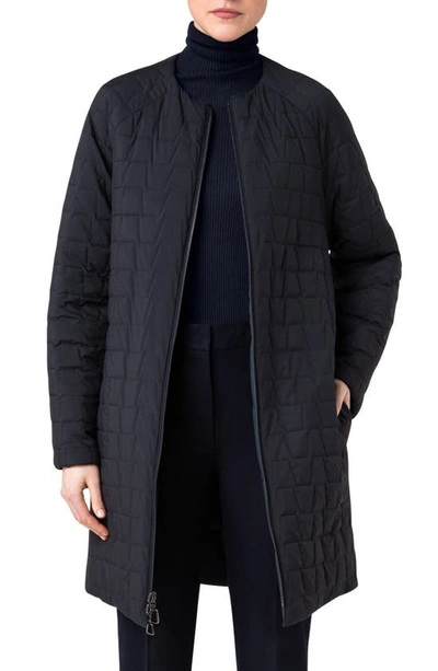 Shop Akris Reversible Quilted Coat In Gallus Green-navy