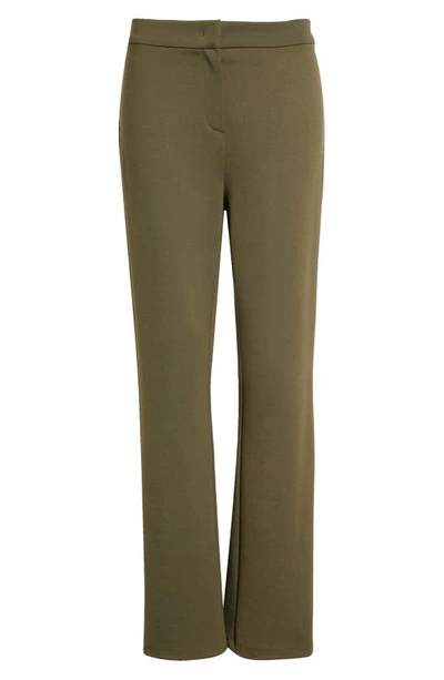 Shop Max Mara Ariano Straight Leg Knit Trousers In Olive Green