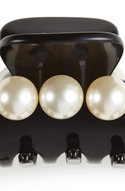 Shop Alexandre De Paris Imitation Pearl Embellished Hair Jaw Clip In Black