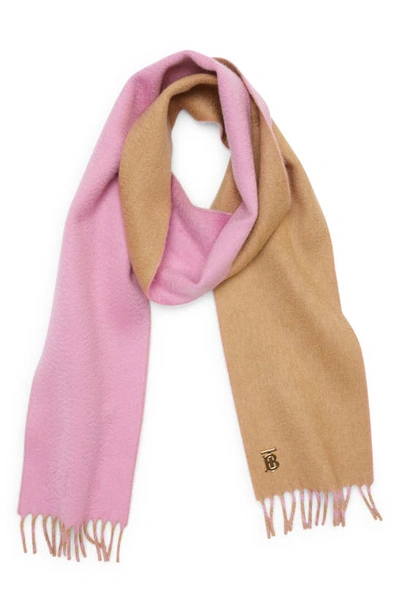 Burberry Check Cashmere Reversible Scarf, Pink