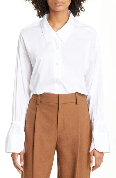 Shop A.l.c Monica Long Sleeve Cotton Blouse In White