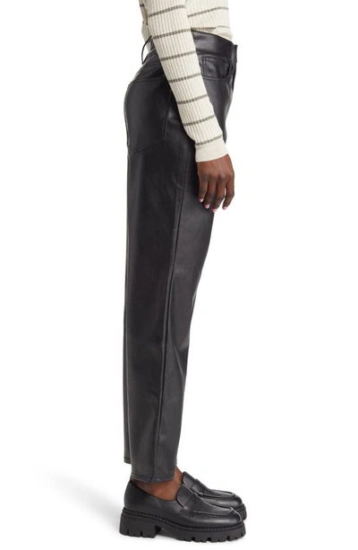 Shop Madewell The Perfect High Waist Straight Leg Faux Leather Pants In True Black