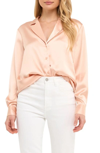Endless Rose Satin Button-up Blouse In Rose