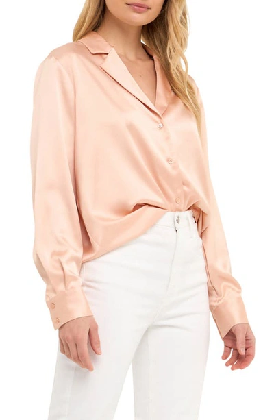 Endless Rose Satin Button-up Blouse In Rose