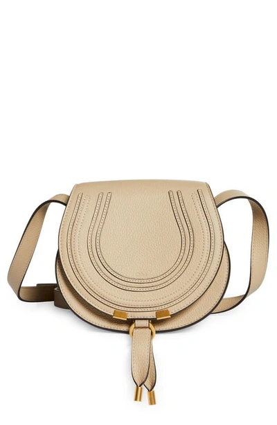Shop Chloé Small Marcie Leather Crossbody Bag In Root Beige