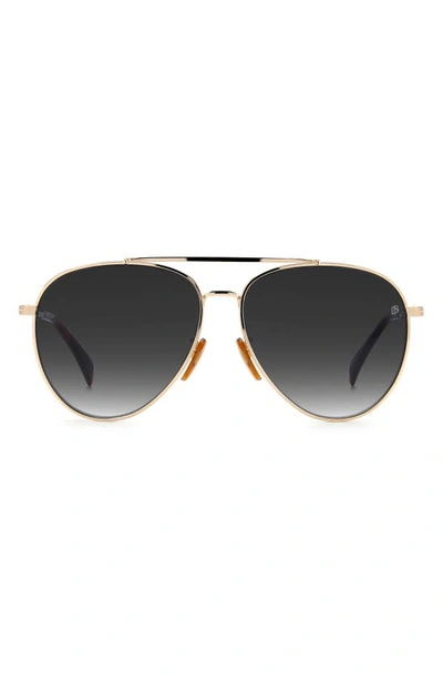 Shop David Beckham Eyewear 61mm Polarized Aviator Sunglasses In Gold / Grey Shaded