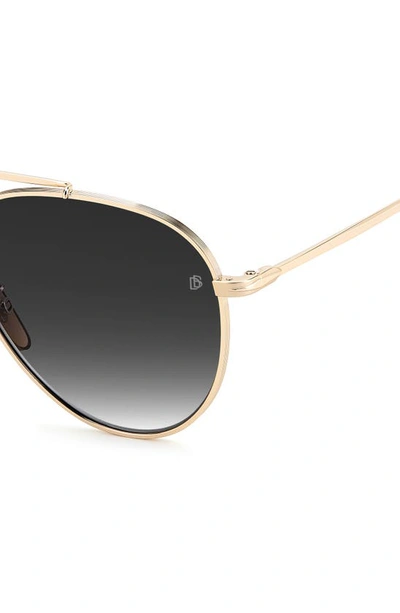 Shop David Beckham Eyewear 61mm Polarized Aviator Sunglasses In Gold / Grey Shaded