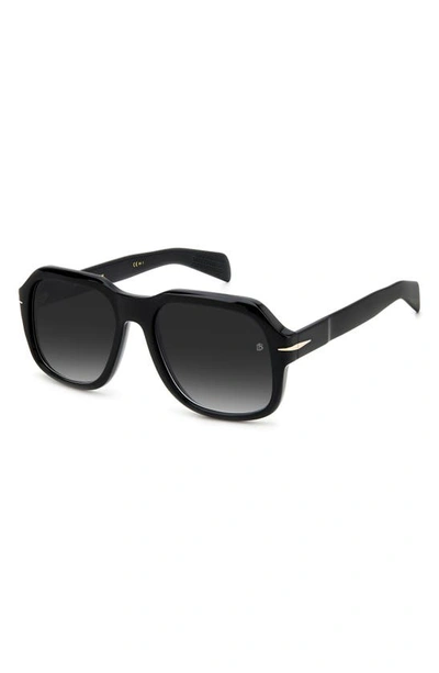 Shop David Beckham Eyewear 55mm Gradient Square Sunglasses In Black / Grey Shaded