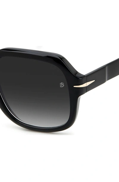 Shop David Beckham Eyewear 55mm Gradient Square Sunglasses In Black / Grey Shaded