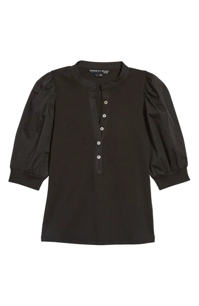 Veronica Beard Coralee Puff-sleeve Stretch Cotton Top In Black