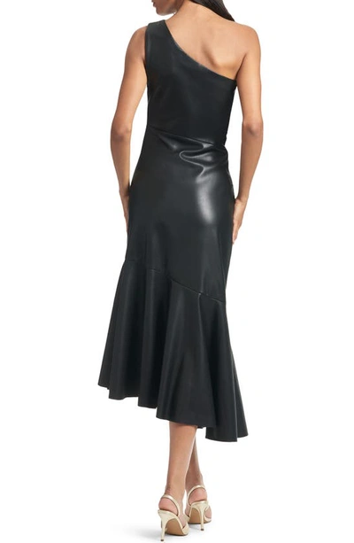 Shop Sachin & Babi Harris One-shoulder Asymmetric Faux Leather Midi Dress In Black