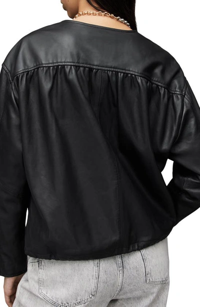 Shop Allsaints Darcey Leather Bomber Jacket In Black