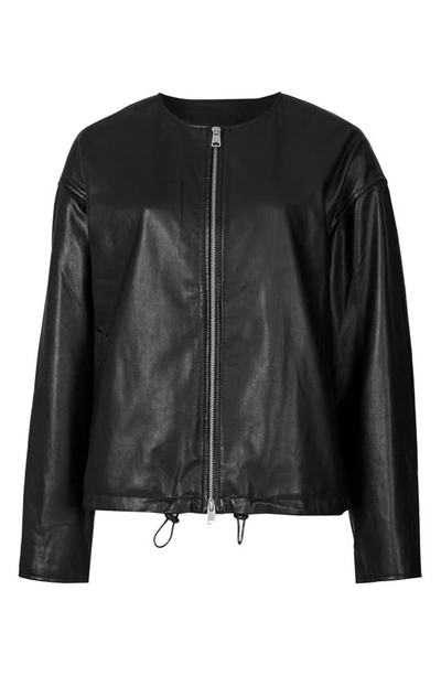 Shop Allsaints Darcey Leather Bomber Jacket In Black