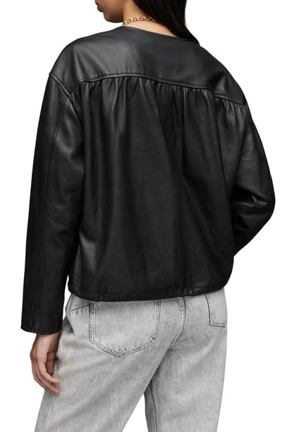 Shop Allsaints Darcey Leather Bomber Jacket In Black