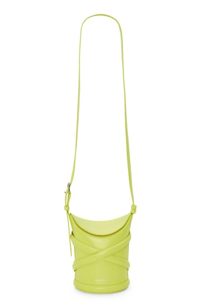 Shop Alexander Mcqueen Small The Curve Leather Shoulder Bag In Lichen