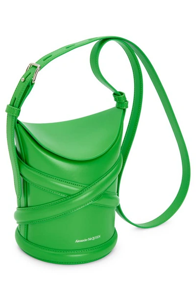 Shop Alexander Mcqueen Small The Curve Leather Shoulder Bag In Acid Green