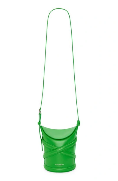 Shop Alexander Mcqueen Small The Curve Leather Shoulder Bag In Acid Green