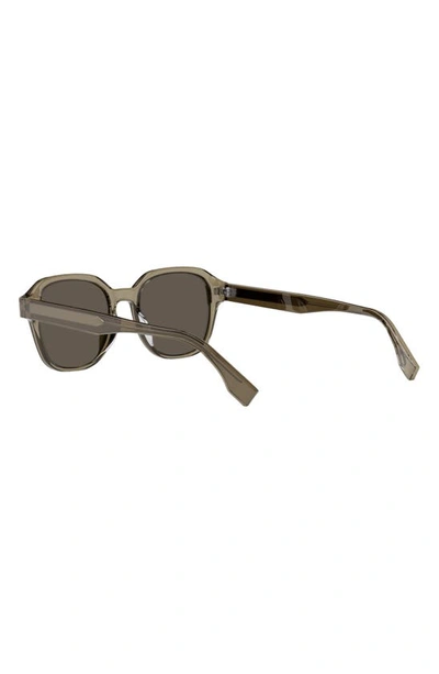 Shop Fendi The Ff  52mm Geometric Sunglasses In Shiny Light Brown / Brown