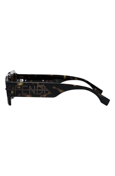 Shop Fendi The Graphy 52mm Geometric Sunglasses In Dark Havana / Brown