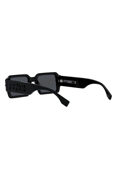 Shop Fendi The Graphy 52mm Geometric Sunglasses In Shiny Black / Smoke