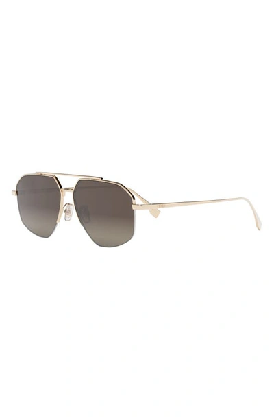 Shop Fendi The  Travel 56mm Geometric Sunglasses In Shiny Gold / Brown Polar