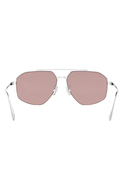 Shop Fendi The  Travel 56mm Geometric Sunglasses In Shiny Palladium / Bordeaux