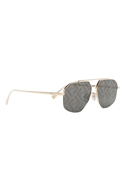 Shop Fendi The  Travel 56mm Geometric Sunglasses In Shiny Gold Dh / Smoke Mirror
