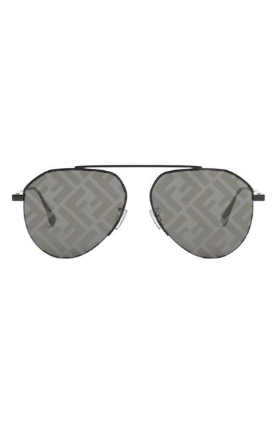 Shop Fendi The  Travel 57mm Pilot Sunglasses In Shiny Dark Ruthenium / Smoke