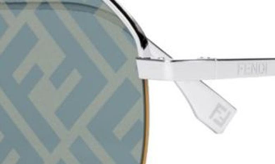 Shop Fendi The  Travel 57mm Pilot Sunglasses In Shiny Palladium / Blu Mirror