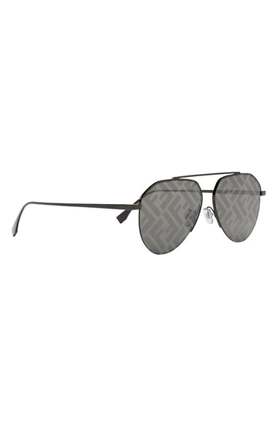 Shop Fendi The  Travel 57mm Pilot Sunglasses In Shiny Dark Ruthenium / Smoke