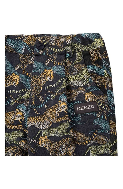 Shop Kenzo Kid's Cheetah Print Pants In Dark Grey
