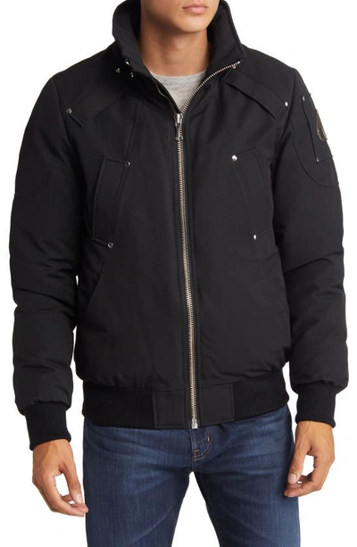 Shop Moose Knuckles Ballistics Bomber 650 Fill Power Down Jacket In Black W/ Black Sh