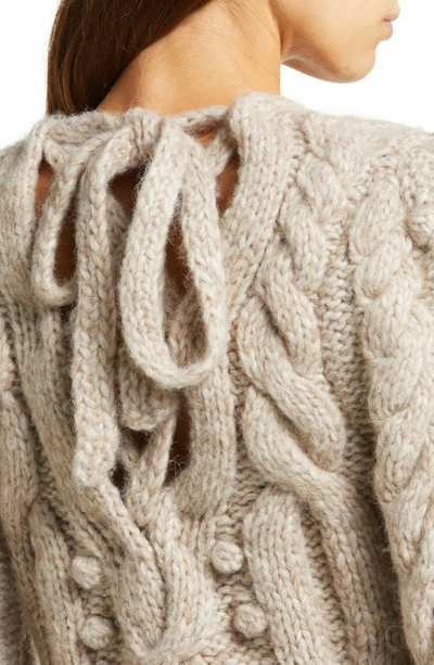 Shop Sea Caden Cable Knit Wool Sweater In Barley