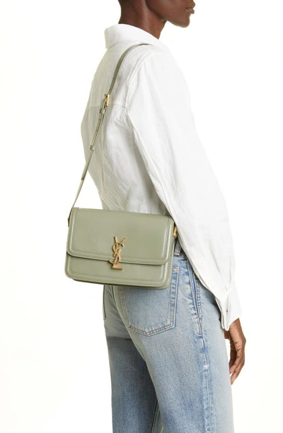 Shop Saint Laurent Medium Solferino Leather Shoulder Bag In Light Sage