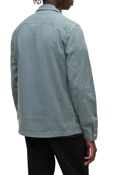 Shop Allsaints Spotter Button-up Shirt Jacket In Pebble Stone Blue
