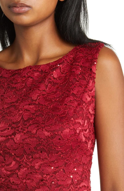 Shop Connected Apparel Sequin Lace Sheath Dress In Scarlet