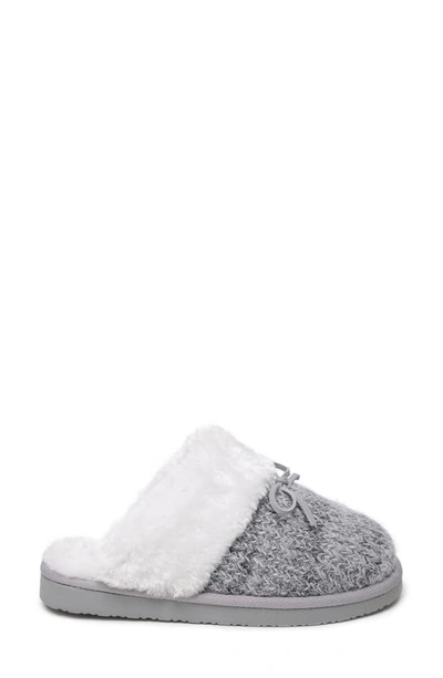 Shop Minnetonka Flurry Scuff Faux Fur Slipper In Grey/ White