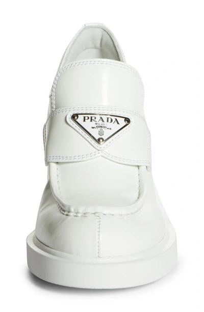 Shop Prada Chocolate Platform Loafer In Bianco