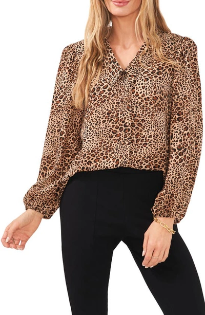 Shop Chaus Leopard Print Button-up Blouse In Leopard Brown