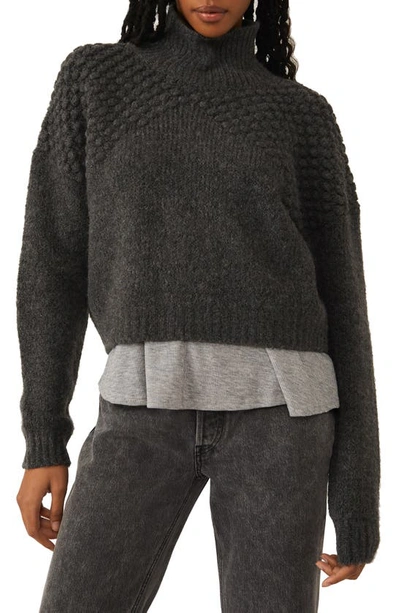 Shop Free People Bradley Turtleneck Sweater In Charcoal Heather