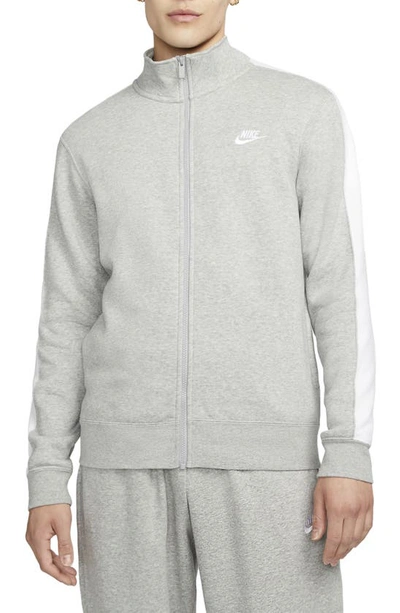 Shop Nike Sportswear Club Zip Track Jacket In Dark Grey Heather/ White