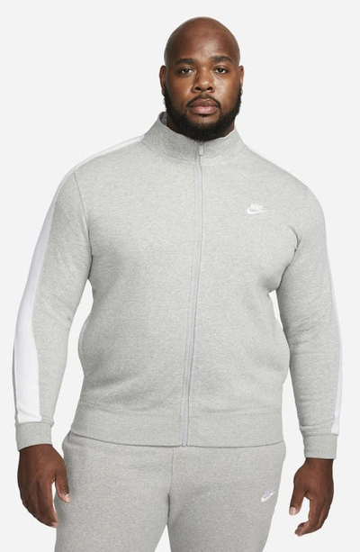 Shop Nike Sportswear Club Zip Track Jacket In Dark Grey Heather/ White