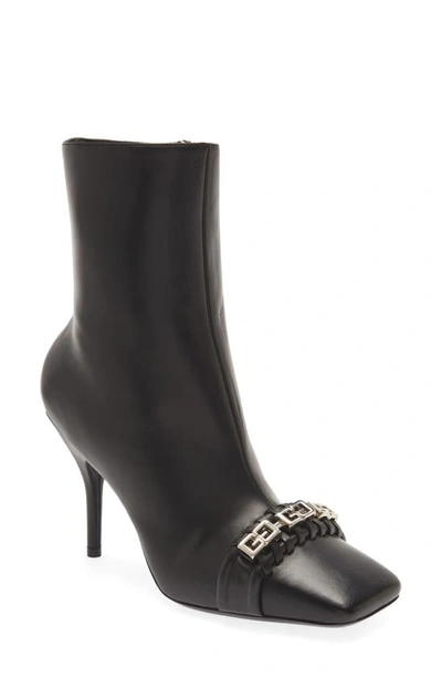 Shop Givenchy G-woven Square Toe Bootie In Black