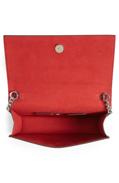 Shop Alexander Mcqueen Small The Skull Croc Embossed Leather Crossbody Bag In Red/ Burgundy