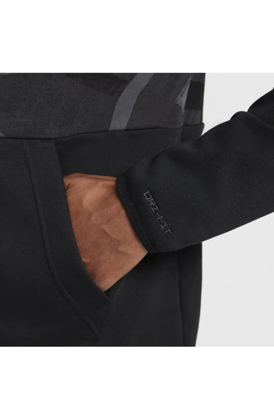 Shop Nike Camo Dri-fit Fleece Full Zip Hoodie In Black/ Black/ Coconut Milk