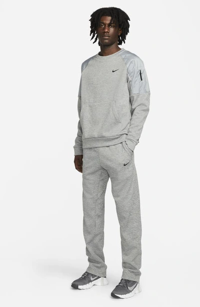 Shop Nike Therma-fit Sweatpants In Grey Heather/ Grey/ Black