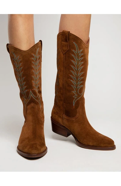 Shop Penelope Chilvers Goldie Embroidered Cowboy Boot In Peat