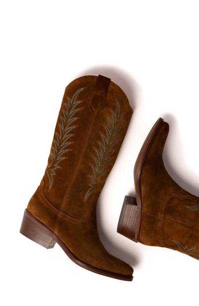 Penelope Chilvers Goldie Embroidered Cowboy Boot In Peat