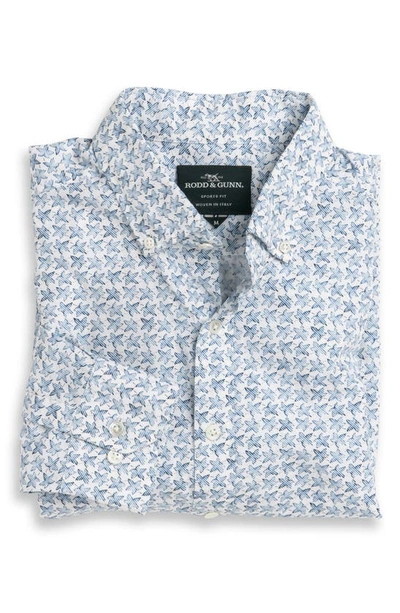 Shop Rodd & Gunn Greneys Road Leaf Print Button-down Shirt In Snow