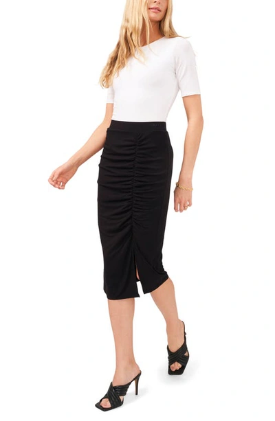 Shop Vince Camuto Ruched Midi Skirt In Rich Black